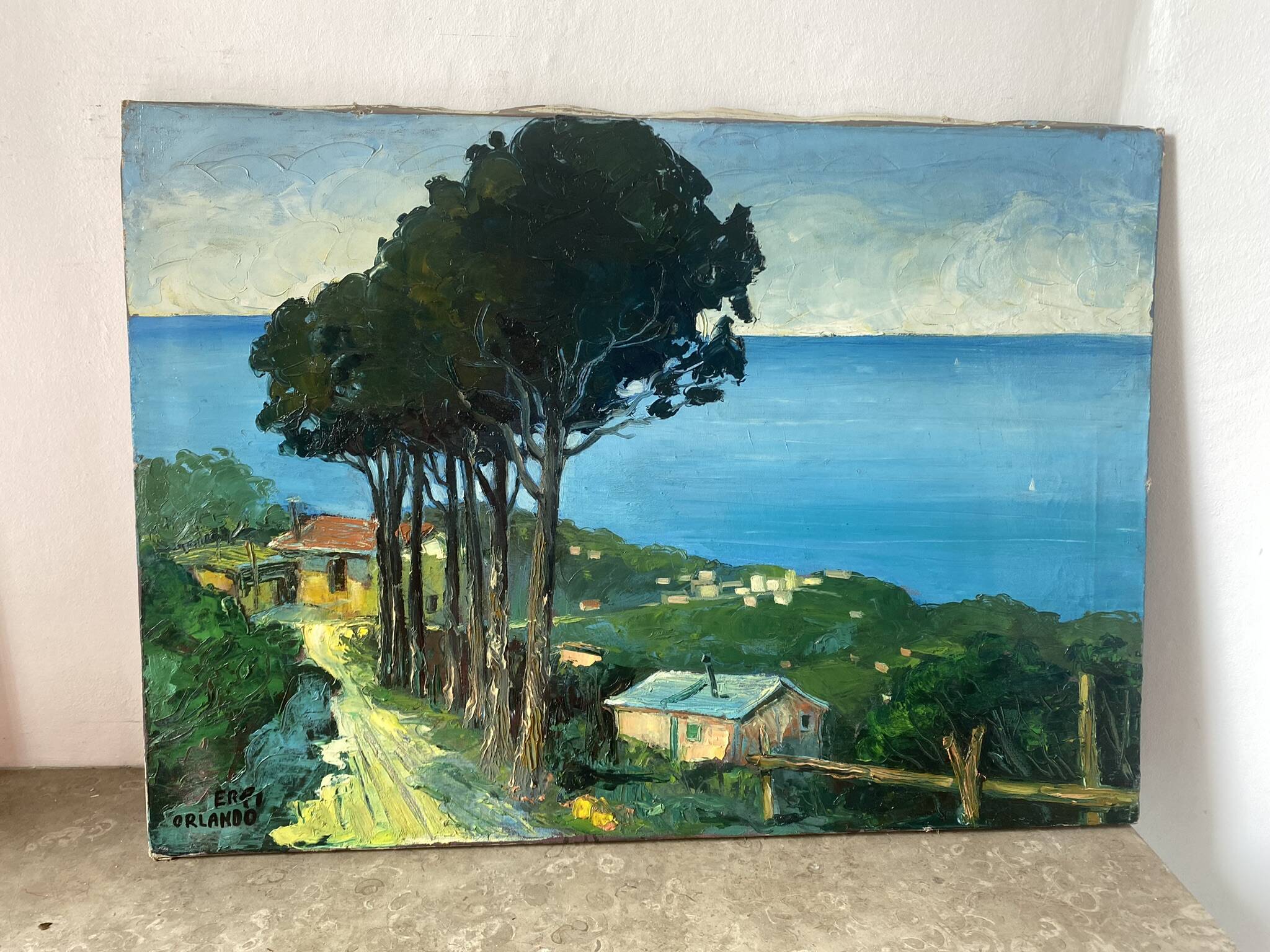 Mediterranean landscape signed from 1970