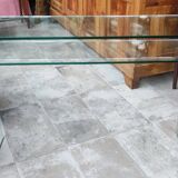 Designer console table in thermoformed tempered glass