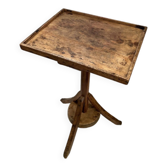 Old primitive wooden tripod pedestal table