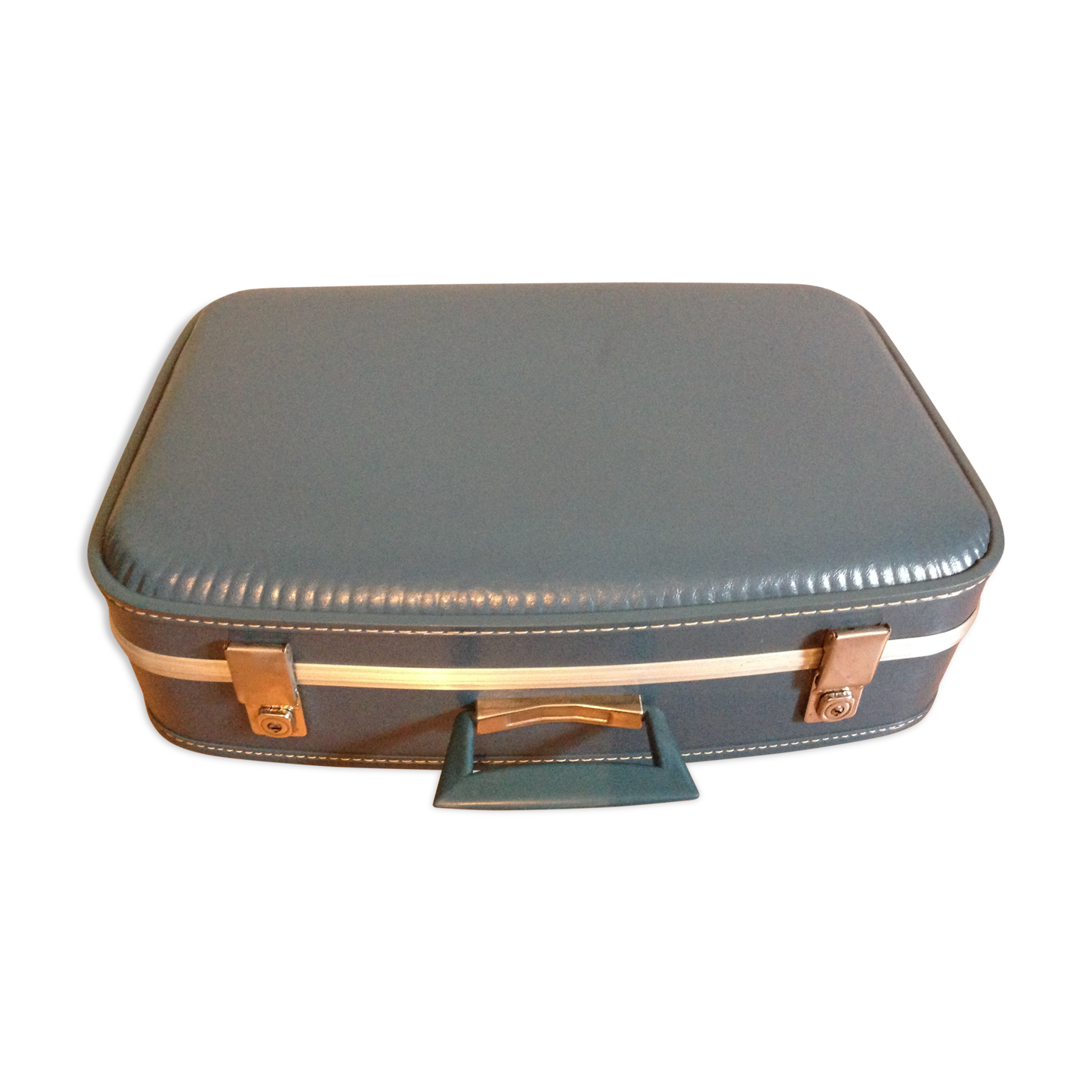 Blue vintage flight attendant suitcase, 60s - 70s