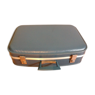 Valise bleue d'hôtesse de l'air vintage, années 60-70