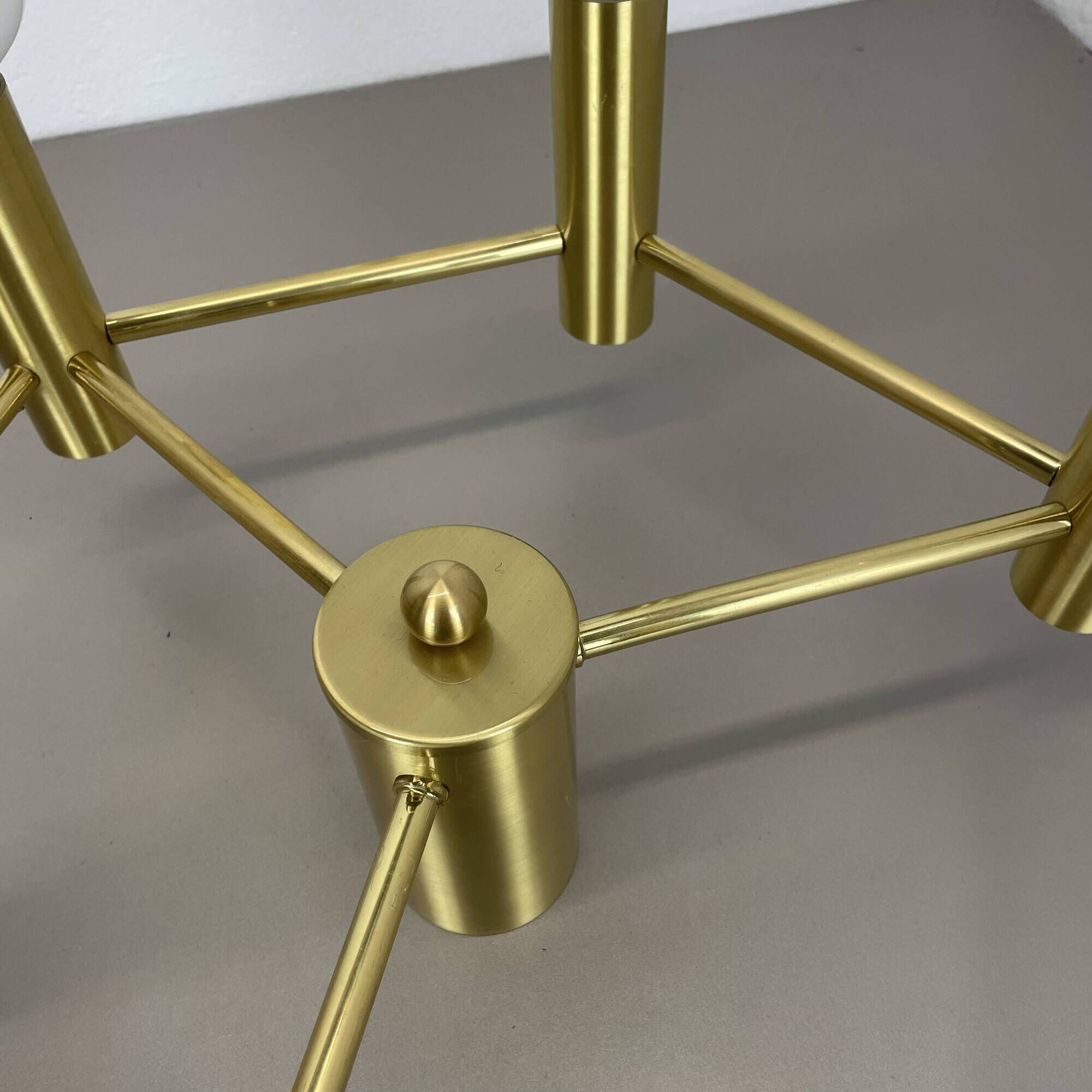 Brass Italian Stilnovo Style Atomic Space Age Ceiling Light Sconces, Italy