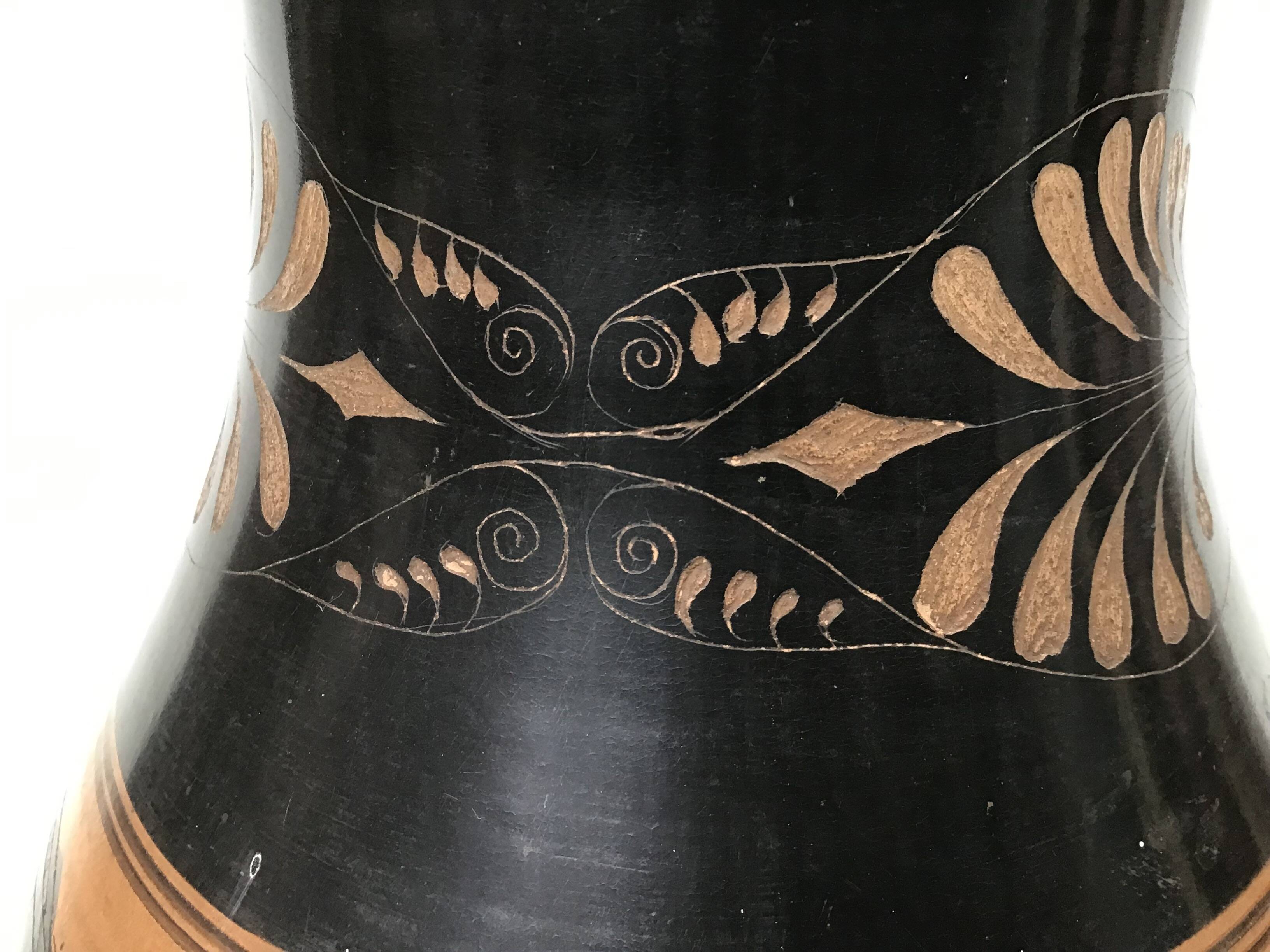 Reproduction of a Greek Attic-style black-figure vase depicting warriors