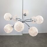 Mid-century Italian 8-Arm Chrome and Crystal Chandelier, 1960s