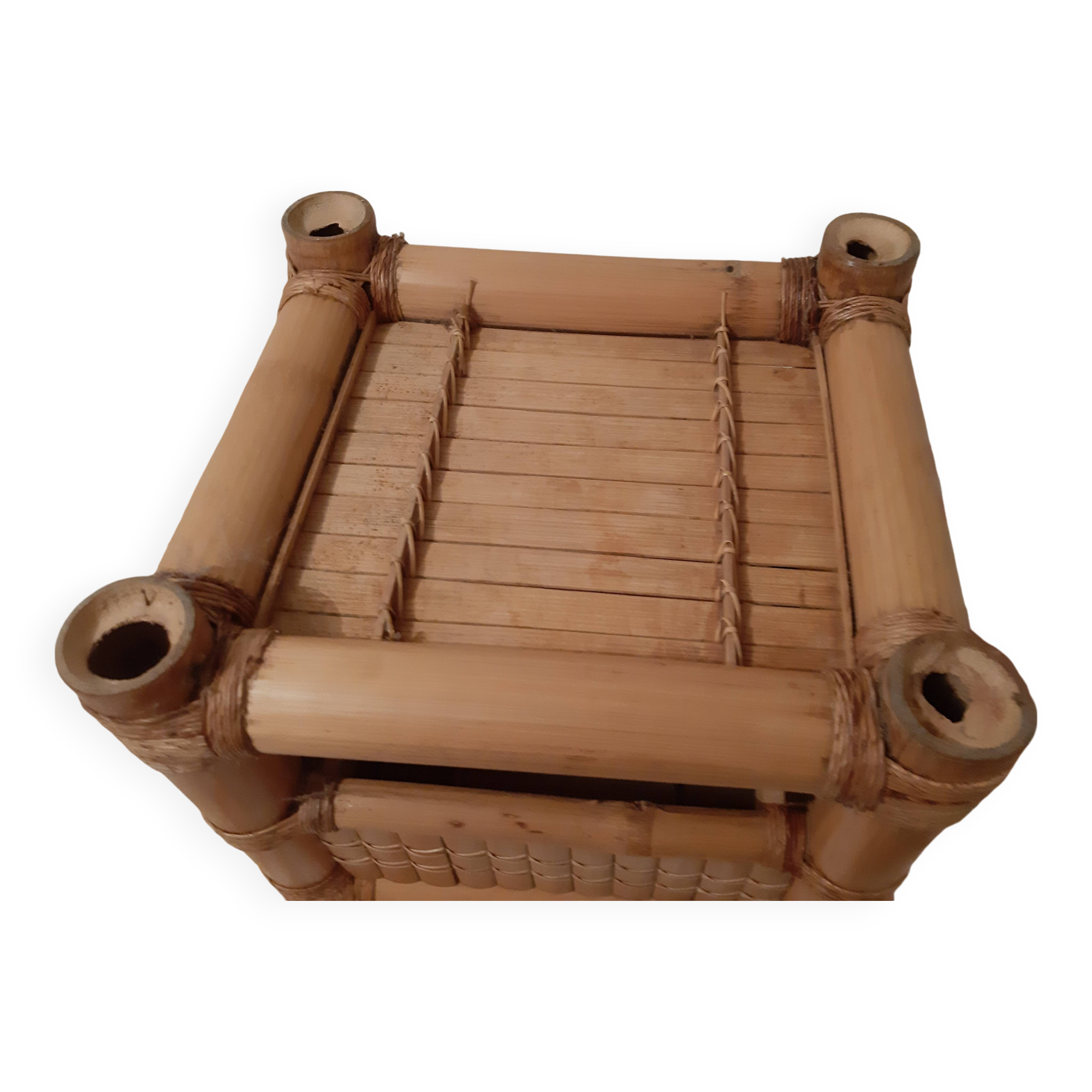 Vintage bamboo bedside table with drawer