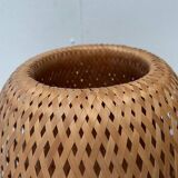 Vintage Scandinavian table lamp in bamboo and wood, 1970s.