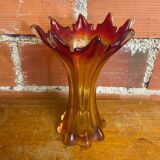 Antique murano sommerso vase, vintage blown glass
