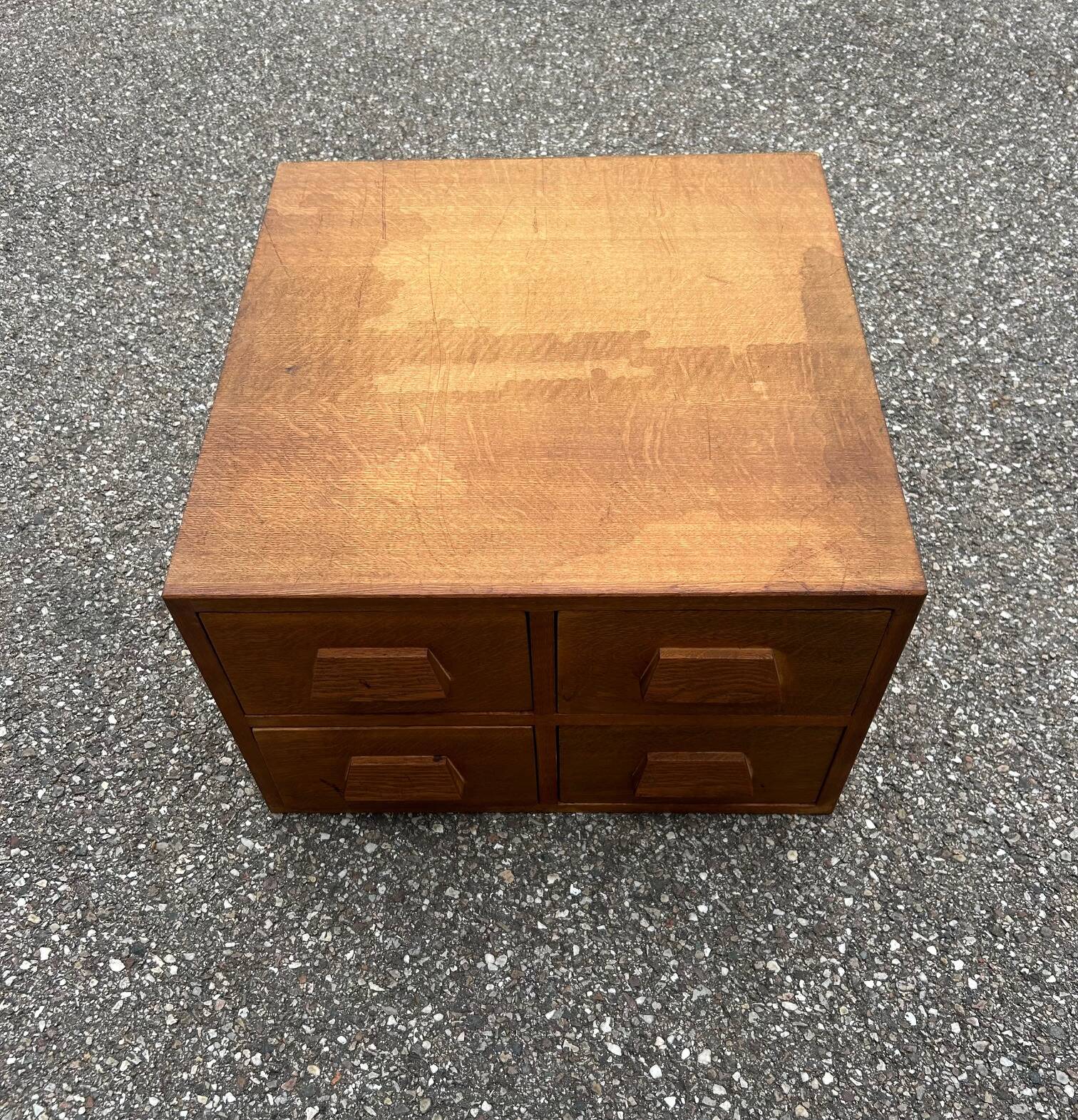 Oak craft cabinet with 4 drawers