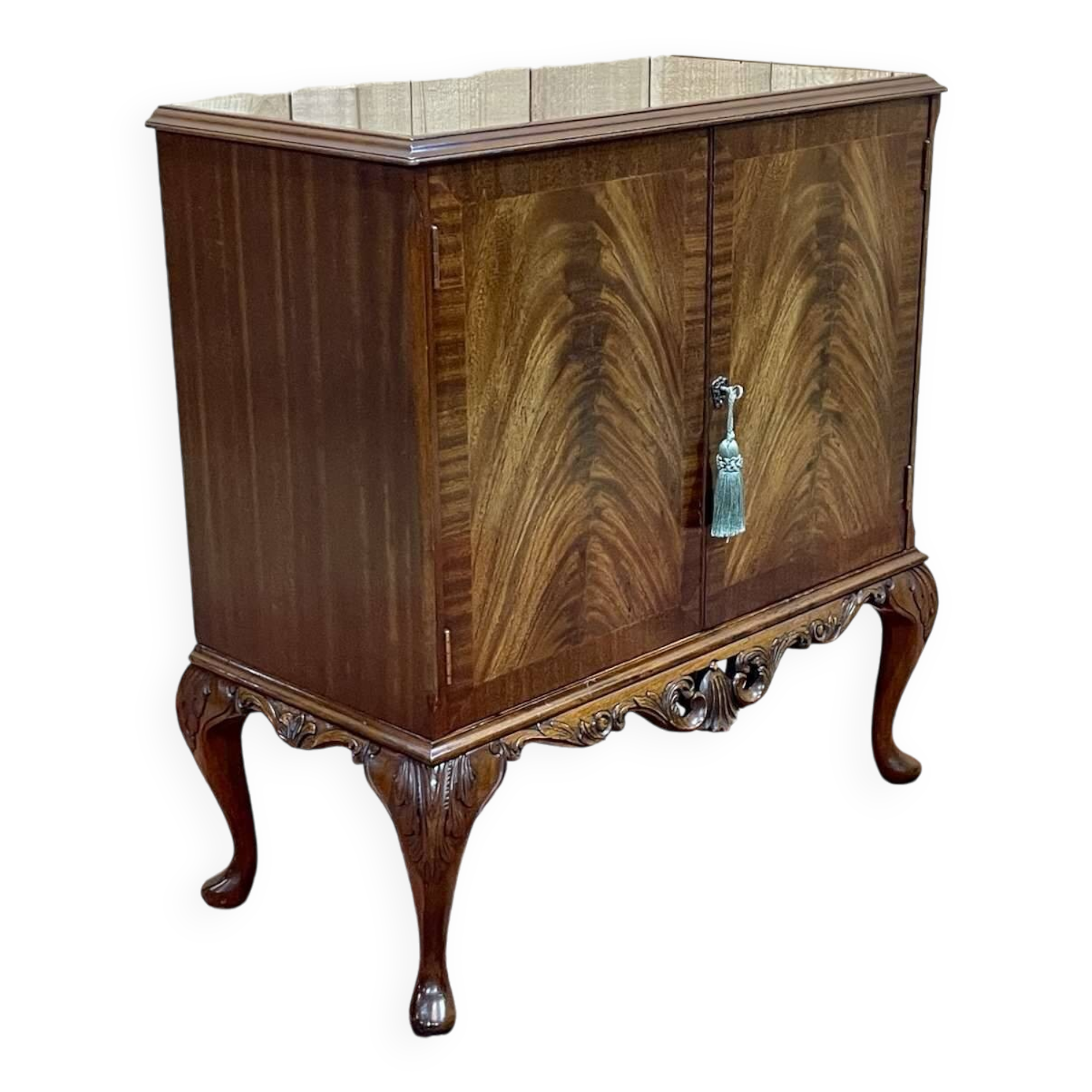 1950s Chippendale Mahogany Sideboard with Glass Top