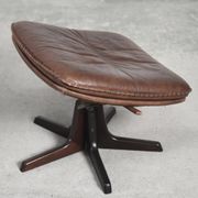 Danish patinated leather adjustable easy chair and ottoman by Berg Furniture, 1970s