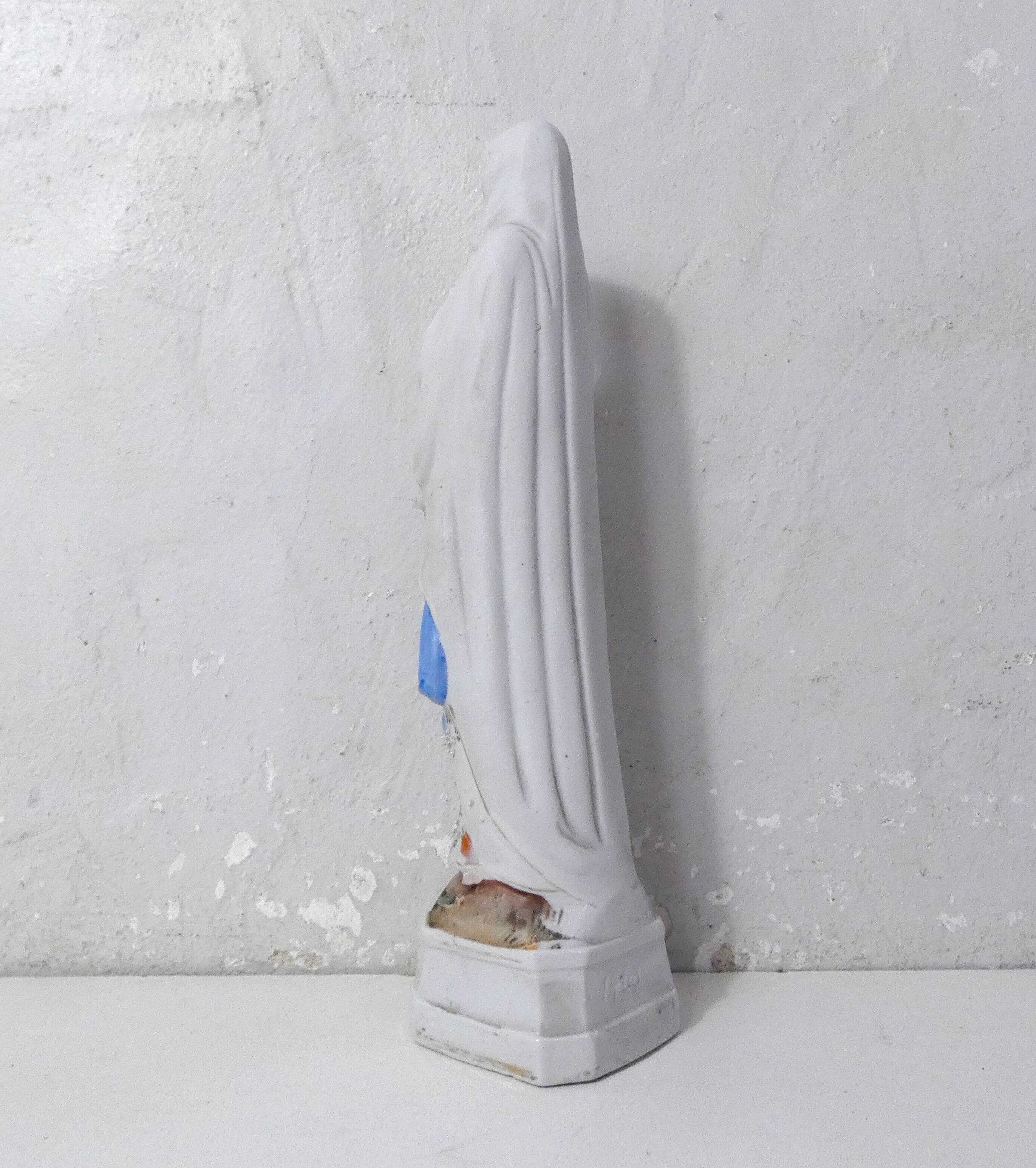 Antique Virgin Mary biscuit statue, 19th century