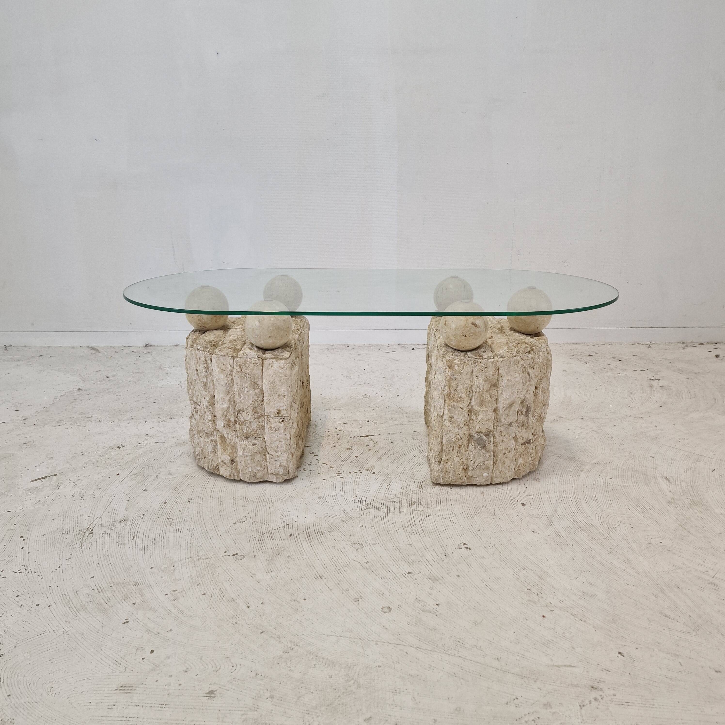 Magnussen Ponte Mactan Stone Coffee or Fossil Stone Table, 1980s