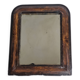 Antique Louis-Philippe mirror, painted wood imitation wood, 30 x 37 cm, 19th century
