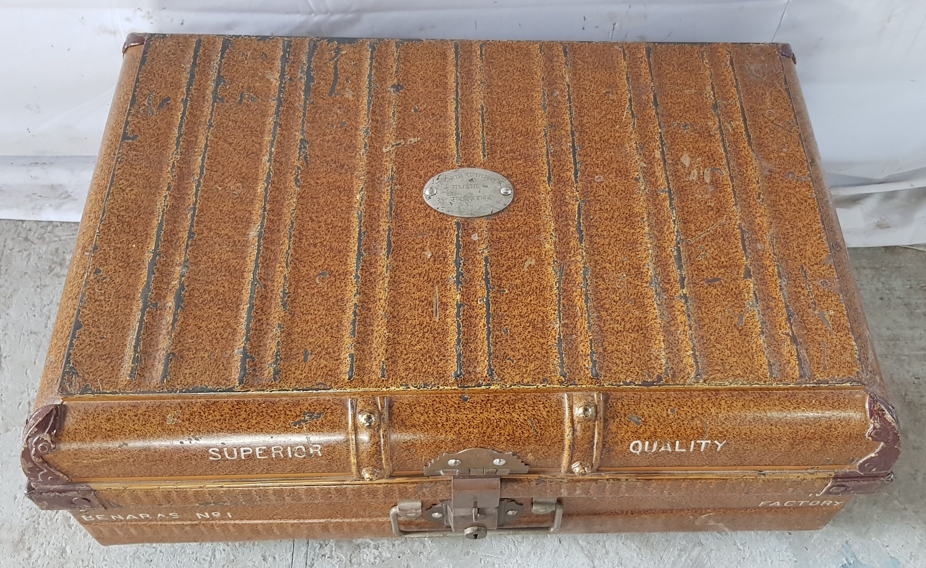 Ancient colonial travel trunk