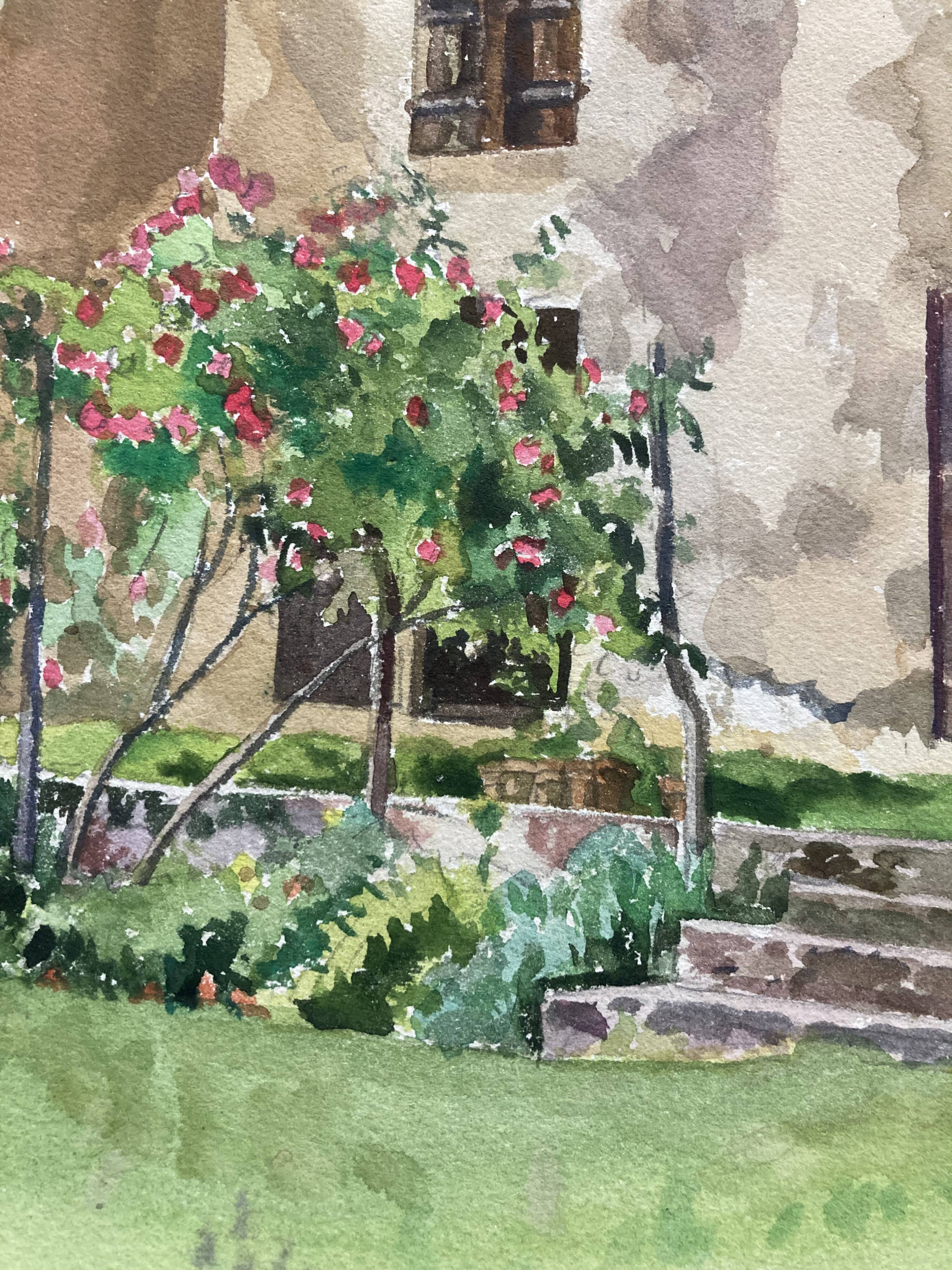 Vintage turret watercolor signed