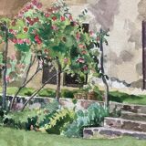 Vintage turret watercolor signed