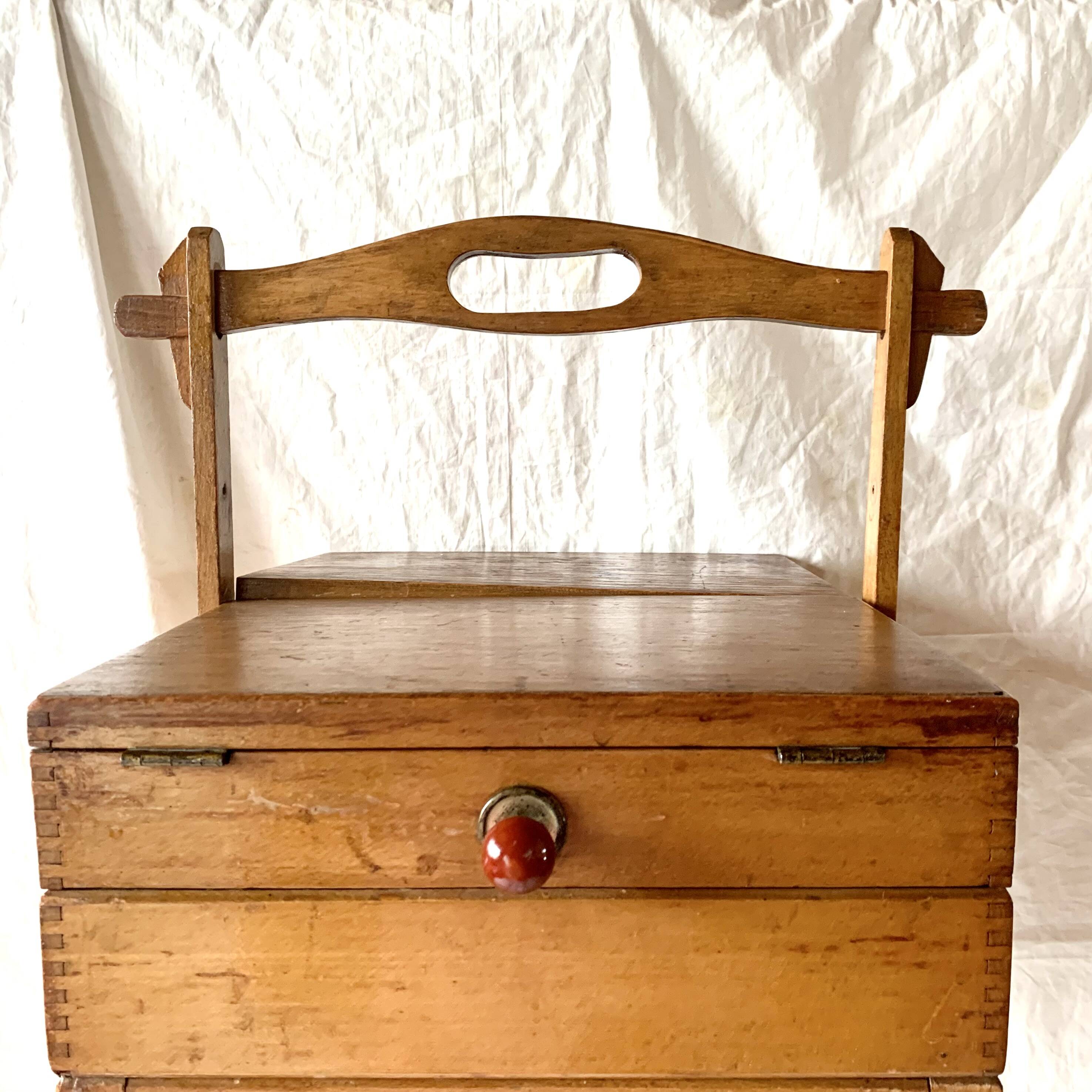 Old large wooden worker - Torck sewing box