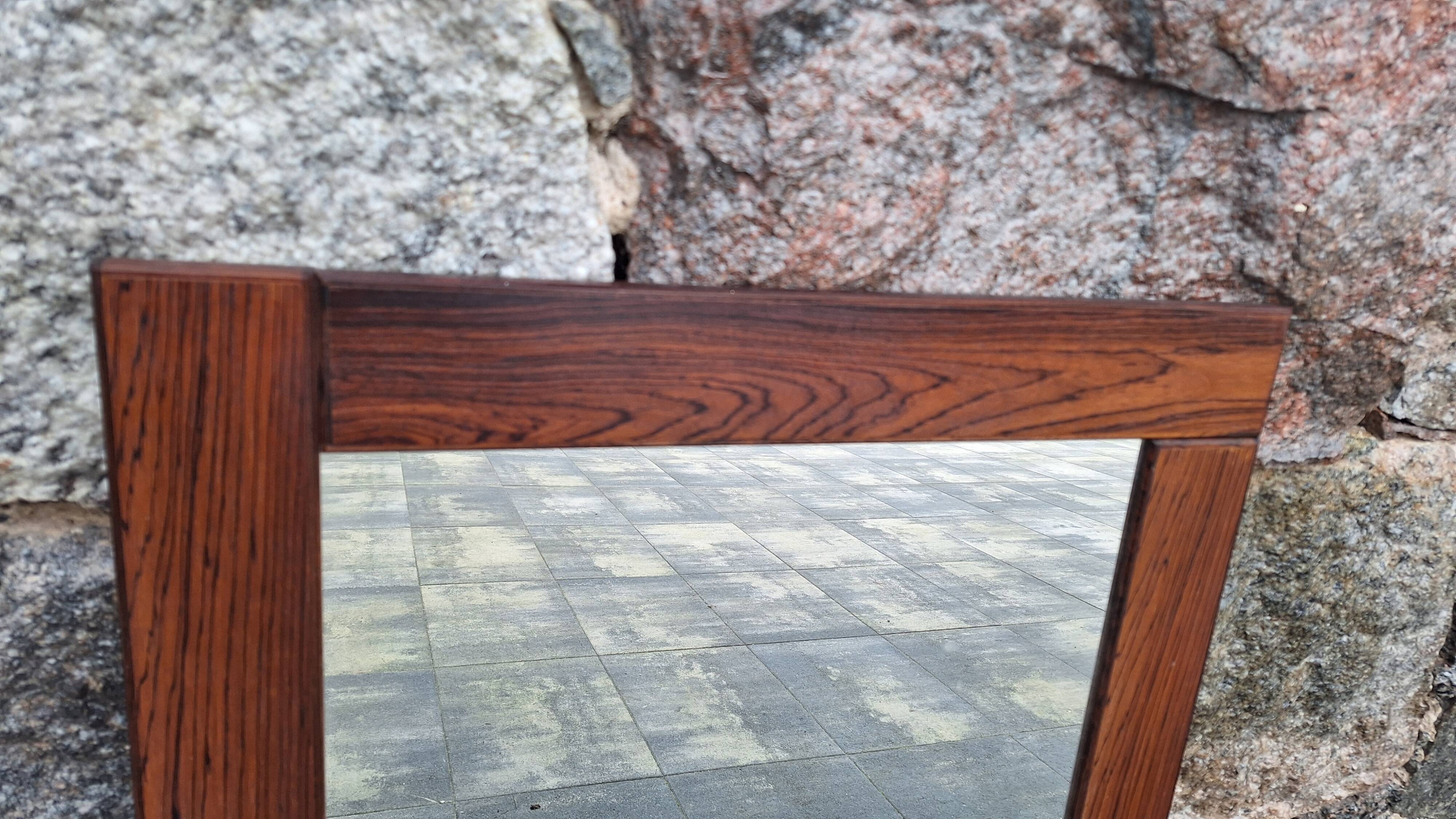 Big rosewood wall vintage mirror, 1970s
