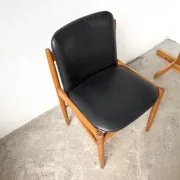 Scandinavian chair in beech and black faux leather, 1960s