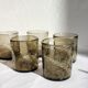 5 vintage water glasses in smoked bubbled glass