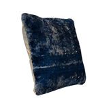 Housse de coussin en laine bleue faite à la main