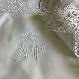 Old linen, pillowcase, AT monogram