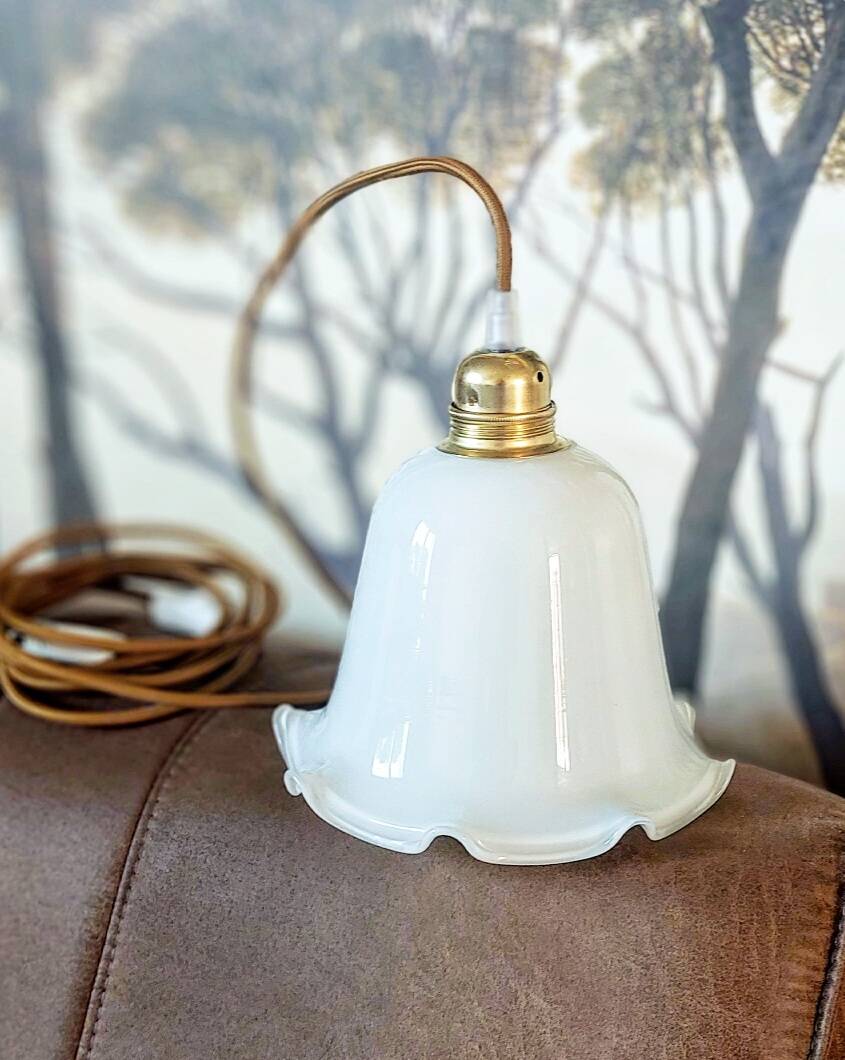 Vintage opaline portable lamp