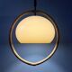 Space Age mushroom pendant light in bamboo Dijkstra Mid Century