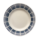 Large white dish with blue surrounds. Flat-shaped. Badonviller's Earthenware.