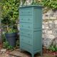 Old grey green high chest of drawers H160