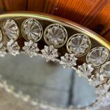 Vintage illuminated round wall mirror with crystal glass stars, 1960s