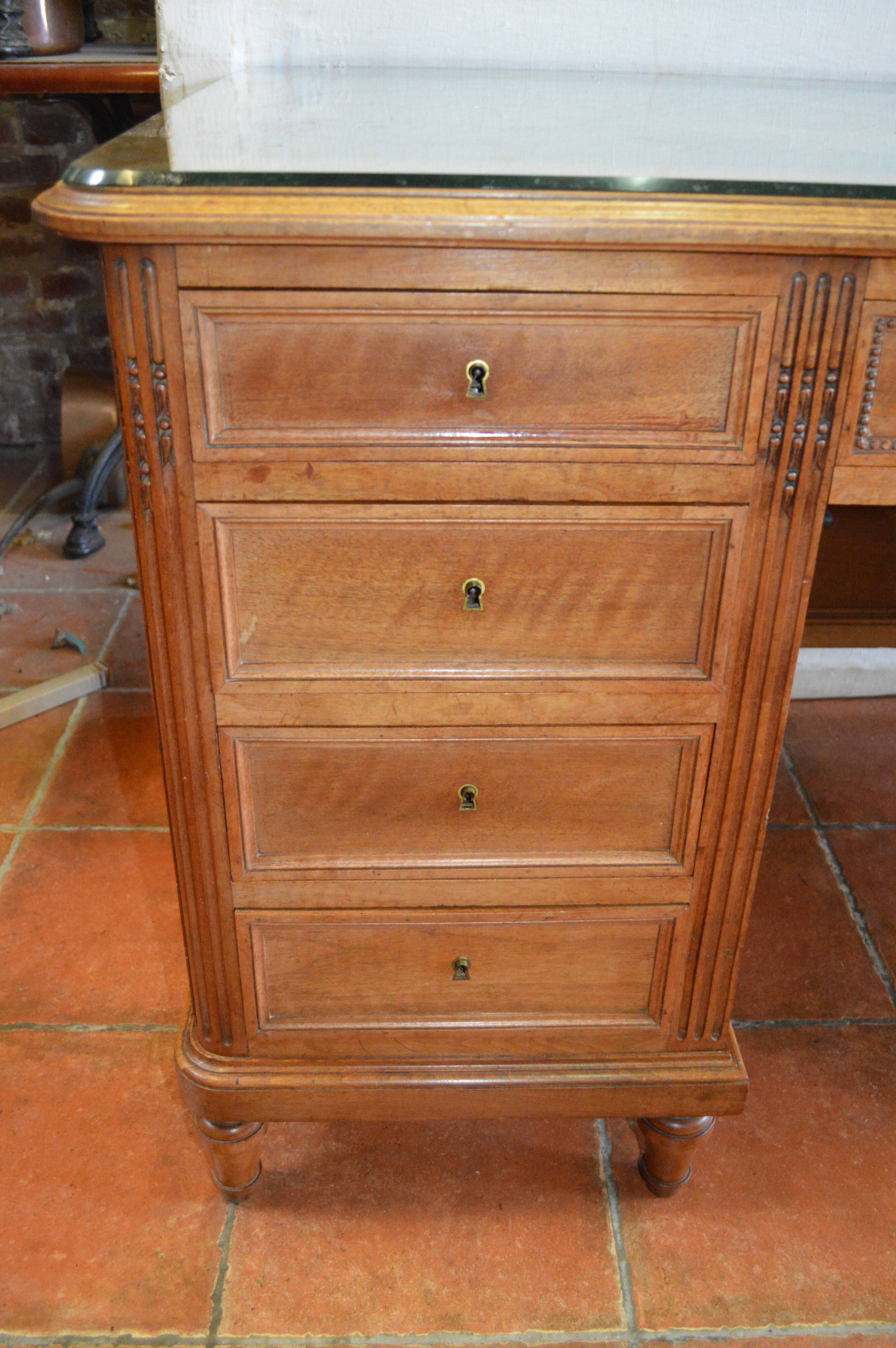 Walnut desk with zippers on the side