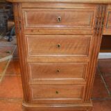 Walnut desk with zippers on the side