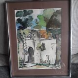 Old painting representing a landscape