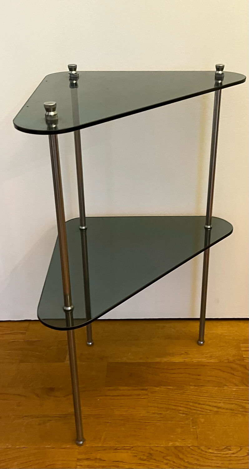 Vintage smoked glass corner shelf