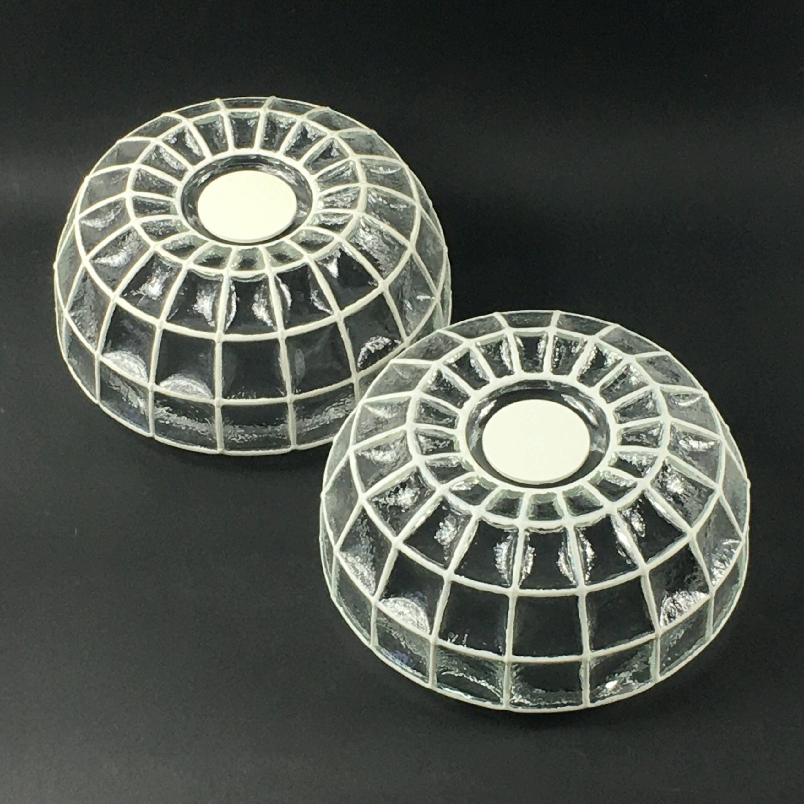 Pair of Mid-Century Modern Glass Ceiling Lights from Limburg, 1970s