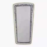Rearview mirror and screen-printed with gold outline and black edging
