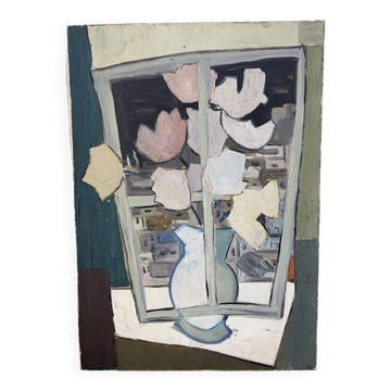 Cubist vase, oil on canvas
