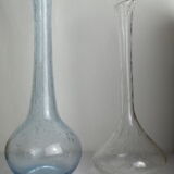Pair of vintage biot bubbled blown glass soliflores