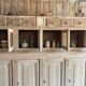 Old wooden grocery store cabinet, display cases and drawers