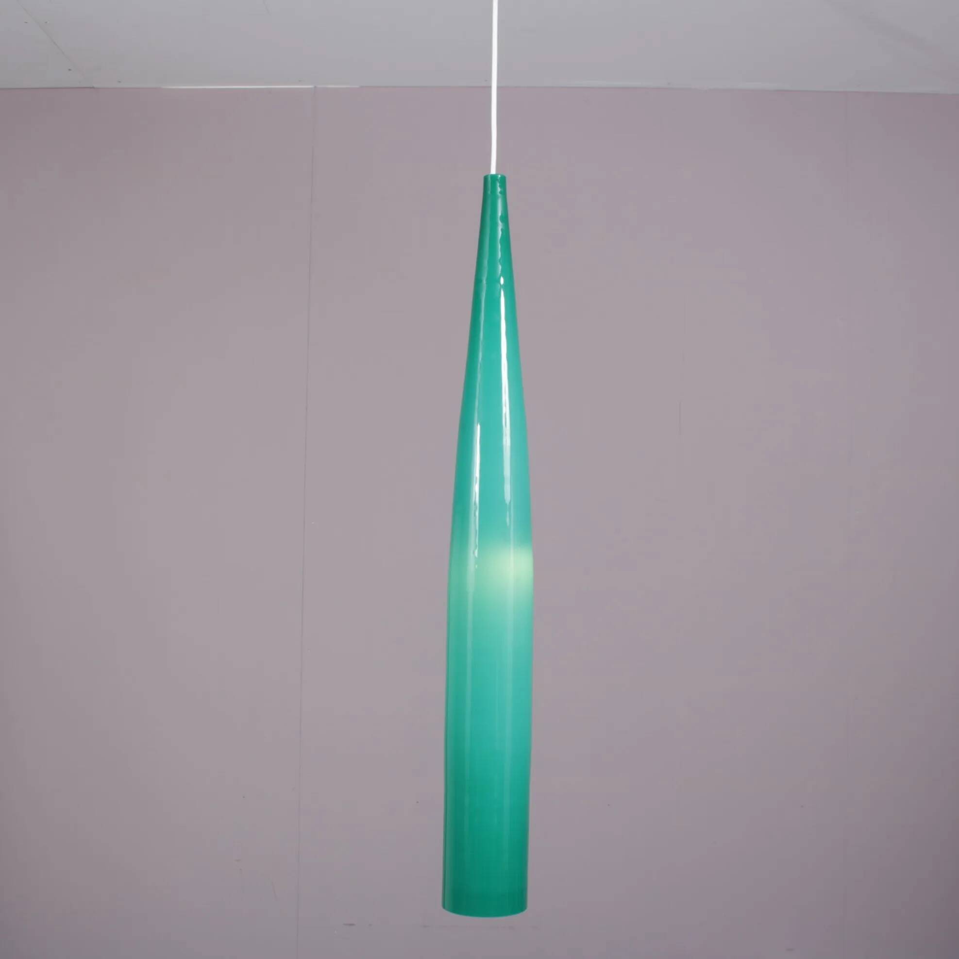 Suspension Alessandro Pianon en verre bleu sarcelle pour Vistosi, Italie 1960