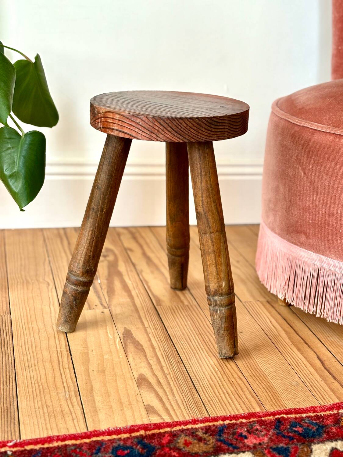 Vintage wooden tripod stool