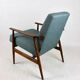 Armchair 'Lis', 1970s turquoise tweed design by Henryk Lis - brown beech wood