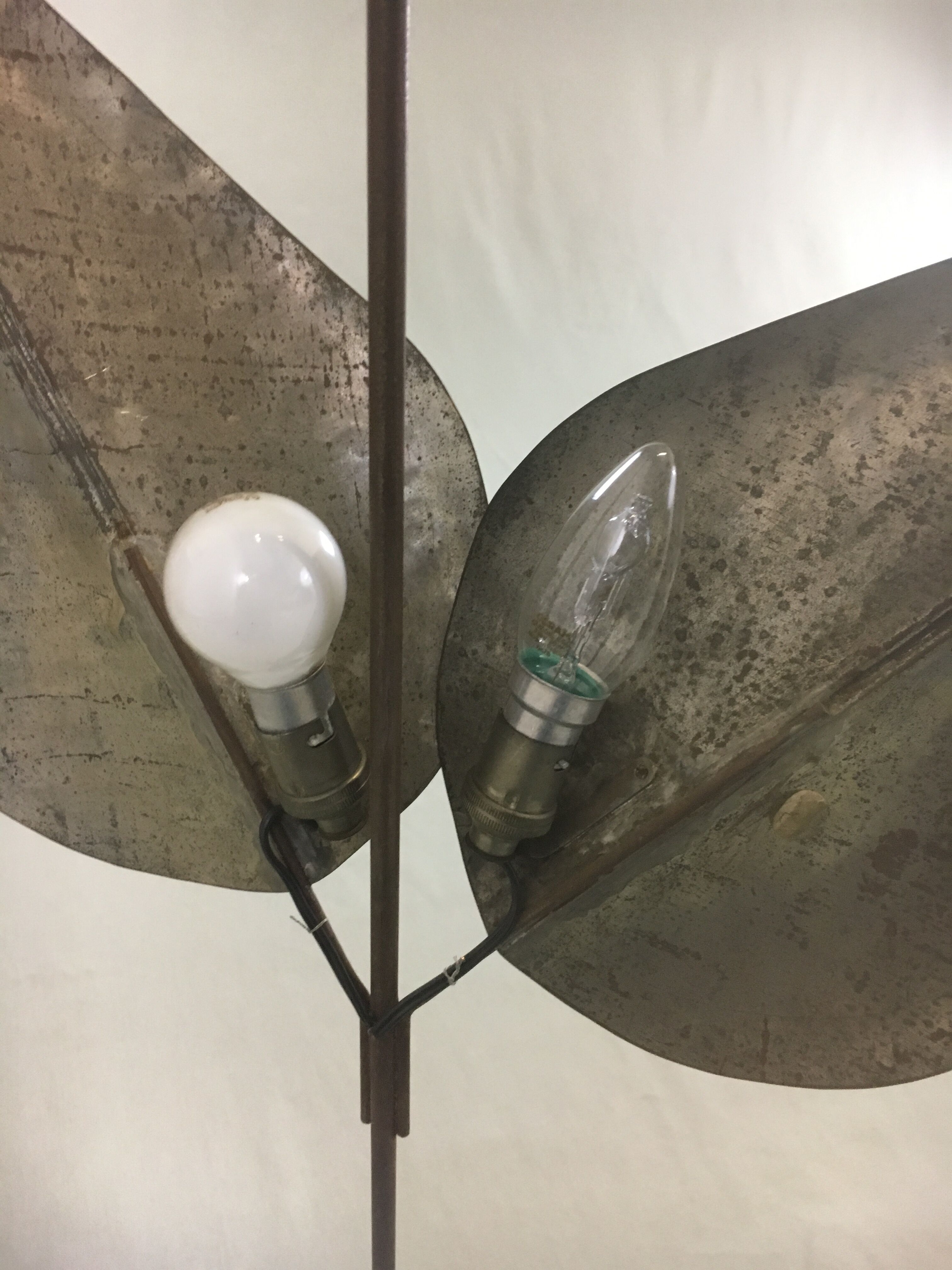 Vintage "flower" metal wall sconce, 1970