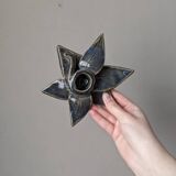 Pair of handcrafted ceramic candlesticks inspired by plants