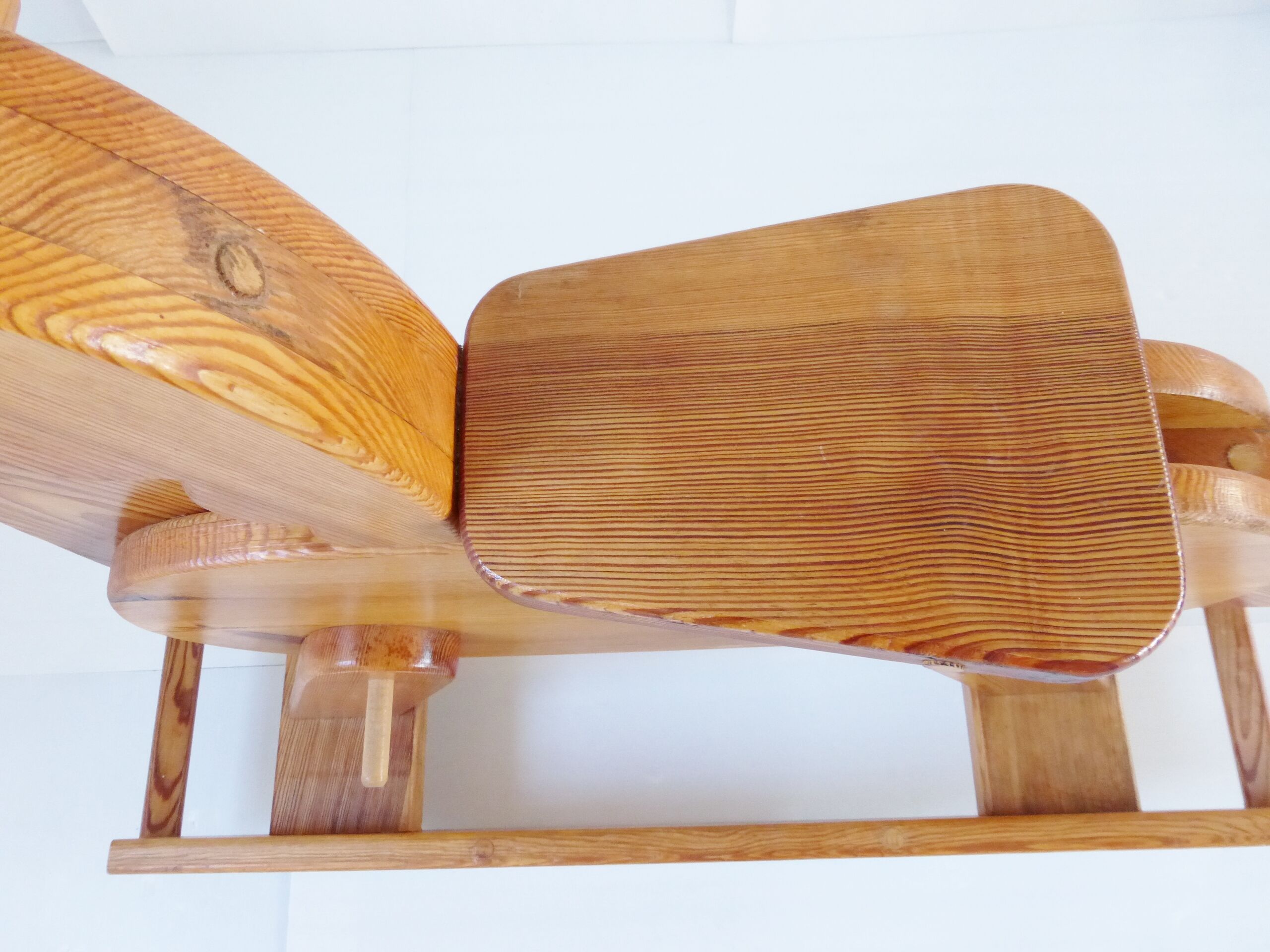 Superb horse rocking in 1970-1980 vintage seventies French rocking horse pine