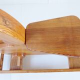 Superb horse rocking in 1970-1980 vintage seventies French rocking horse pine