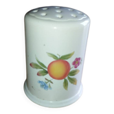 Grand sucrier vintage en céramique barbotine décor fruits – années 50