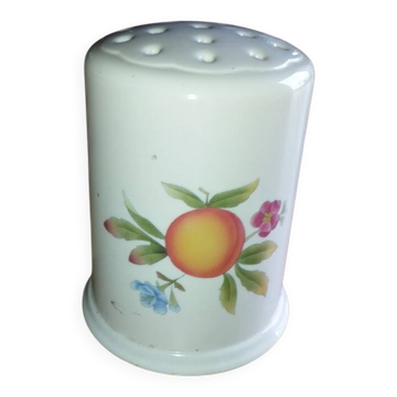 Grand sucrier vintage en céramique barbotine décor fruits – années 50
