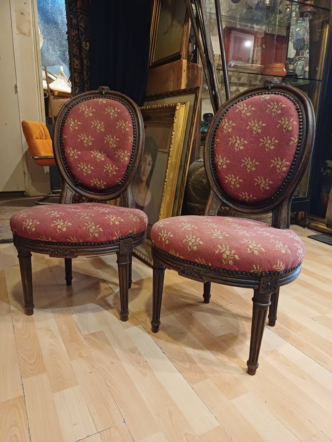 Paire De petite chaise d'appoint, époque Louis 16, 18 eme